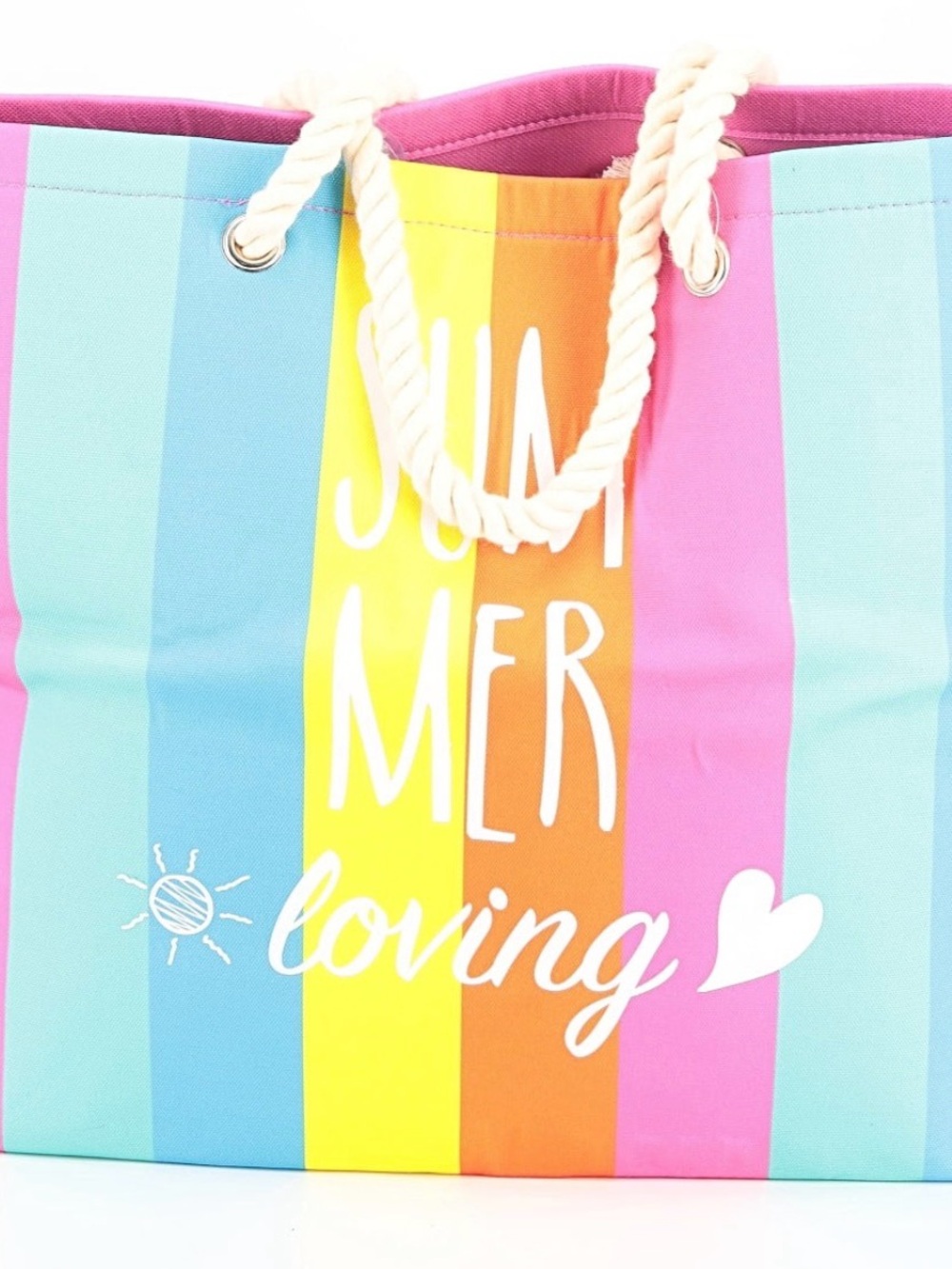 NWOT Beautiful, Stylish and Fun “Summer Loving” Multicolor Stripe Beach Tote Bag